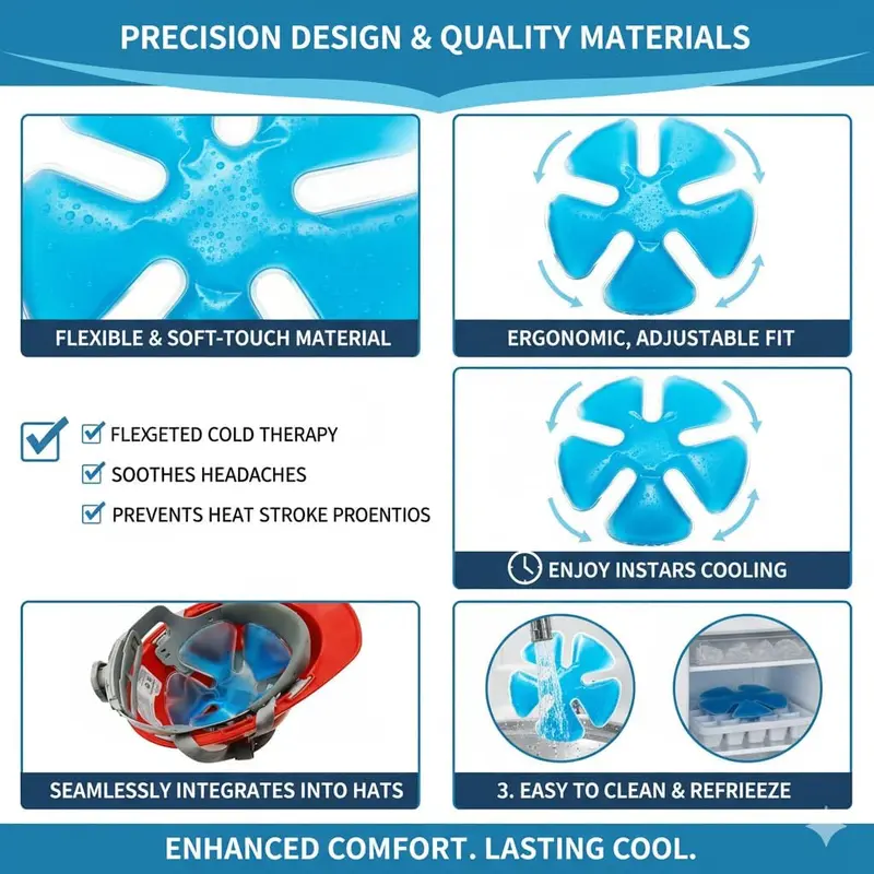 Reusable Cooling Gel Ice Packs, Cold Therapy Inserts For Hard Hats & Sun Hats, Cooling Relief For Construction Workers, Outdoor Activities, Daily Use, Heat Prevention, multi use for summer, perfect gift idea