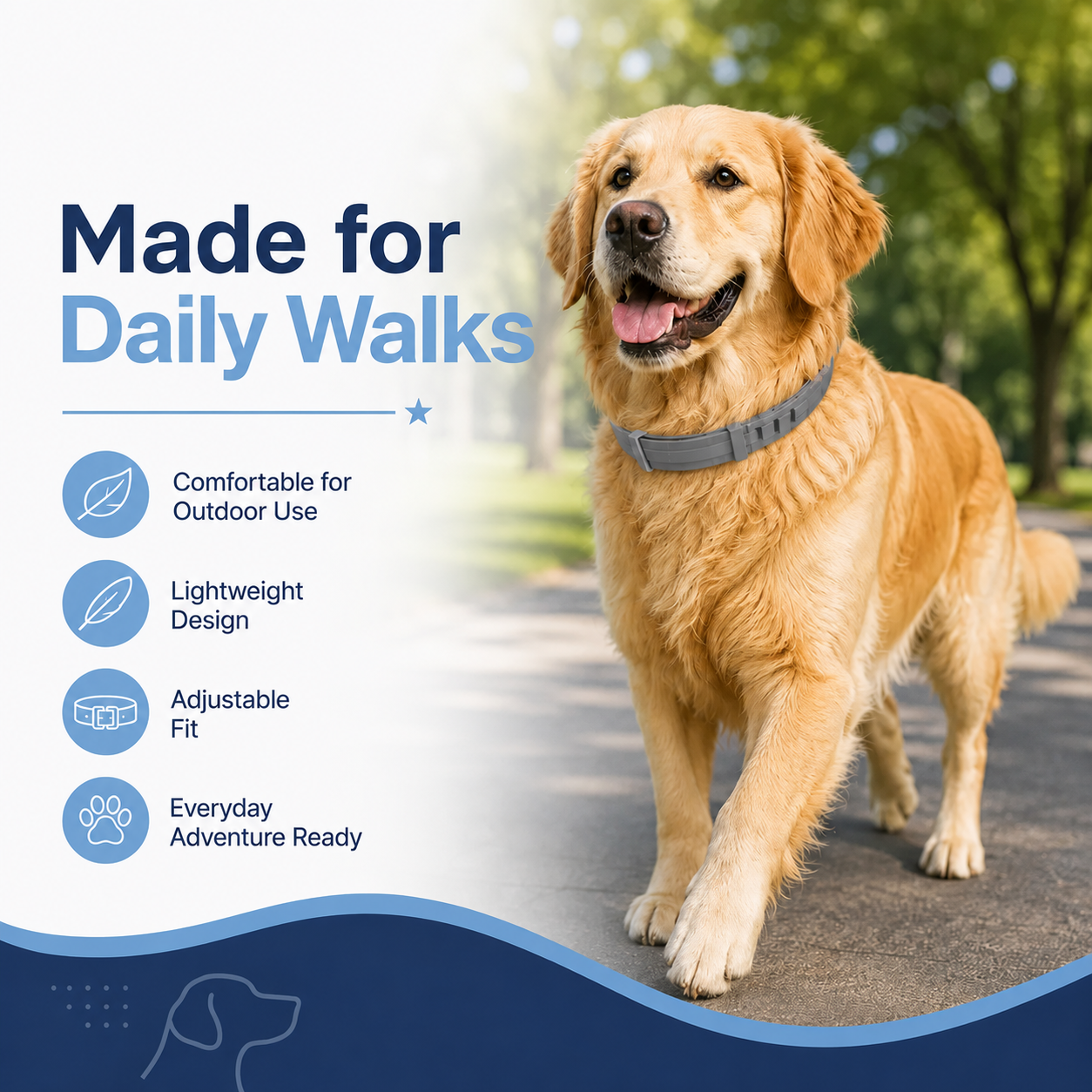 Adjustable Dog Collar with Fresh Scent Comfortable Lightweight Pet Collar for Large Dogs Over 18 lbs Everyday Wear for Walks and Outdoor Use