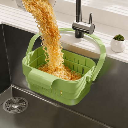 AA Foldable Hanging Kitchen Sink Drain Basket, Stainless Steel Kitchen Accessories - Hands-Free Hygienic Design, High-Efficiency Anti-Clog System, Tool-Free Installation, Slim Space-Saving, Easy-Clean, Low-Maintenance Strainer Kitchenware