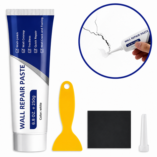 Drywall Patch Repair Kit – 250g Fast-Drying Mending Compound + Multi-Purpose Concrete Sealant + Waterproof Caulking Tools for Cracks, Holes & Leaks