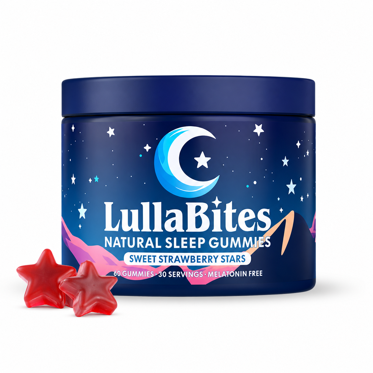 Natural Sleep Gummies – Sweet Strawberry Stars, Melatonin-Free, 60 Gummies / 30 Servings