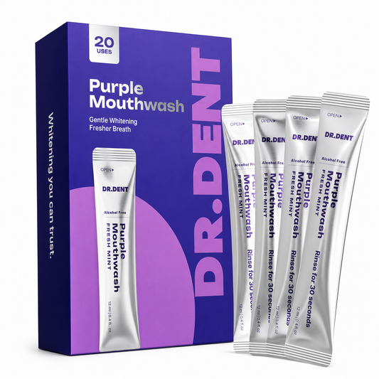 Purple Mouthwash - Sachets 20 Pack - Peroxide-Free - Alcohol Free - Vegan Mint