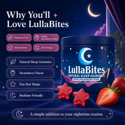 Natural Sleep Gummies – Sweet Strawberry Stars, Melatonin-Free, 60 Gummies / 30 Servings