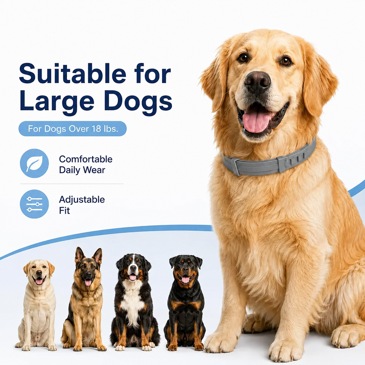 Adjustable Dog Collar with Fresh Scent Comfortable Lightweight Pet Collar for Large Dogs Over 18 lbs Everyday Wear for Walks and Outdoor Use