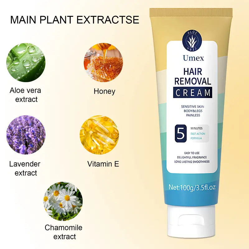 Pain-Free Hair Removal Cream for Sensitive Skin-Gentle Body Care Hypoallergenic Formula with Aloe Vera& Licorice-Derived – Gentle & Fast-Acting Depilatory Cream with Light Fresh Scent, Suitable for Men & Women