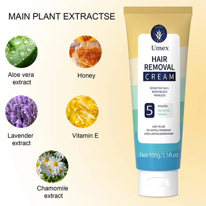Pain-Free Hair Removal Cream for Sensitive Skin-Gentle Body Care Hypoallergenic Formula with Aloe Vera& Licorice-Derived – Gentle & Fast-Acting Depilatory Cream with Light Fresh Scent, Suitable for Men & Women