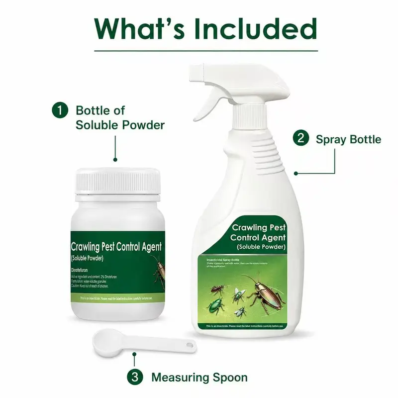 Multi-Purpose Pest Control Kit – For Roaches, Ants, Spiders, Bed Bugs & 40+ Household Pests, Indoor & Outdoor Application, Pet & Family Friendly When Used As Directed, Makes 1 Gallon Ready-to-Use Spray Mixture