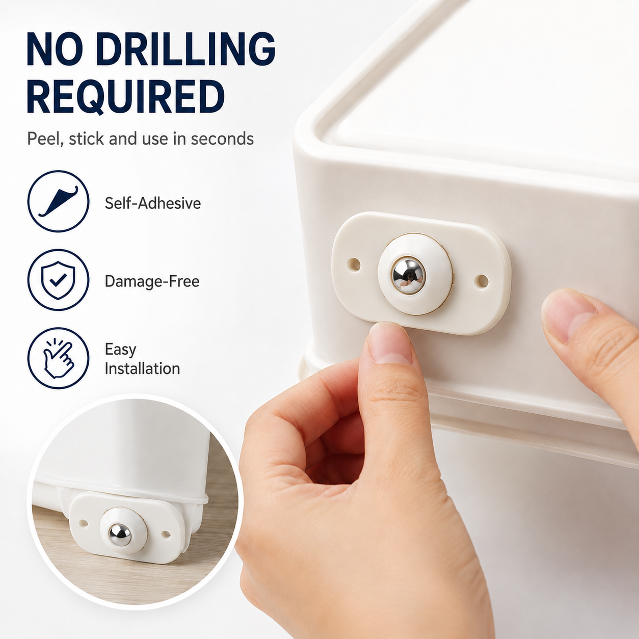 8 Counts Self Adhesive Mini Caster Wheels，360 Degree Rotation,durable,Strong Load Low Noise Self Caster Wheels
