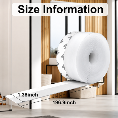 16.4Ft Door Weather Stripping, (1.38in Width) Weather Stripping Door Draft Stopper Adhesive Seal Strip Anti Draft Insulation Tape for Doors Windows and Shower Doors