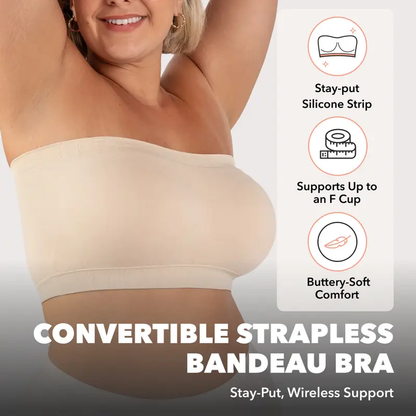 Truekind Convertible Strapless Bandeau Bra with Wireless Comfort, Anti-Slip Grip & Removable Straps Fit Outfits