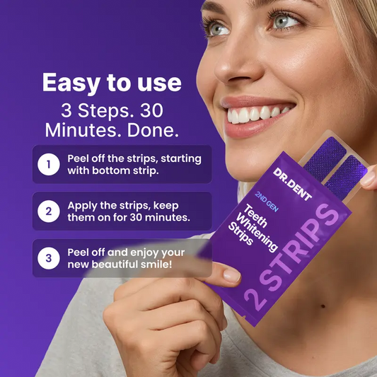 Teeth Whitening Strips – Peroxide-Free 30-Minute Whitening Kit, 14 Strips, Vegan Easy Peel-Off Formula