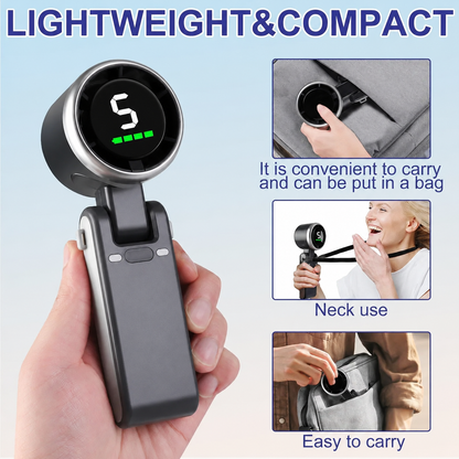 Portable Handheld Turbo Fan, 5 Gear Wind,4000mAh Battery Operated, Up to 10 Working Hours, 3 IN 1 Hand Fan Rechargeable with Air Turbo Tech Cooling Fan for Outdoor Activities, Travel, Working fathersdaygift