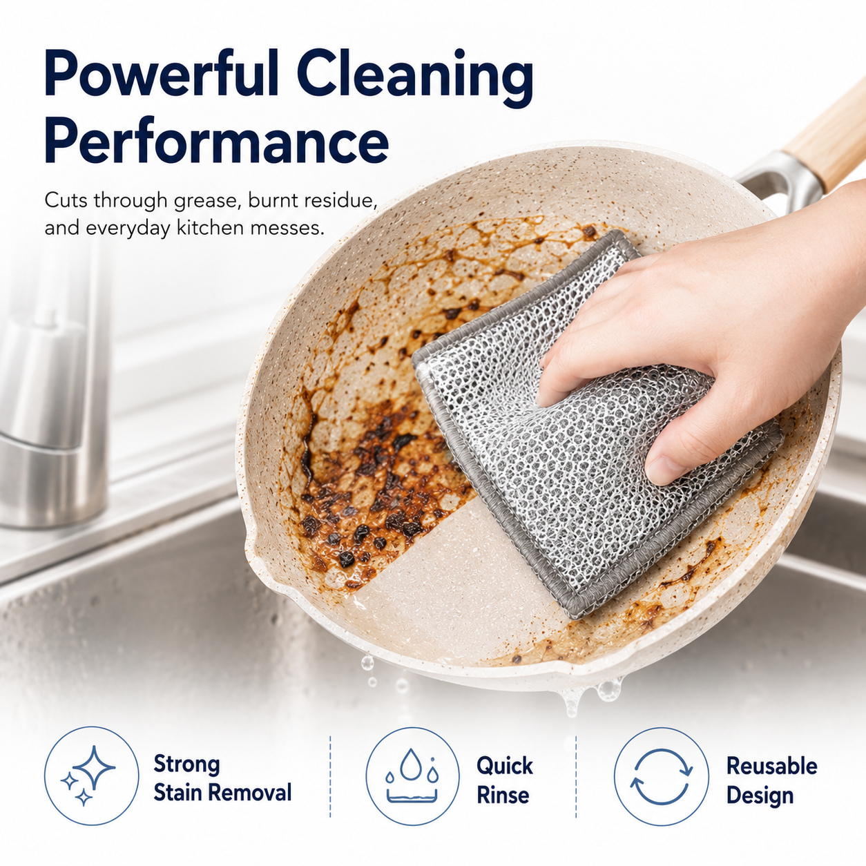 10 Counts Dishwashing Rags，Multipurpose Non-Scratch Wire Dishcloths for Wet and Dry Use, Reusable Wire Cleaning Cloths for Kitchen, Sinks, and Pans Silver Removable, Washable & More