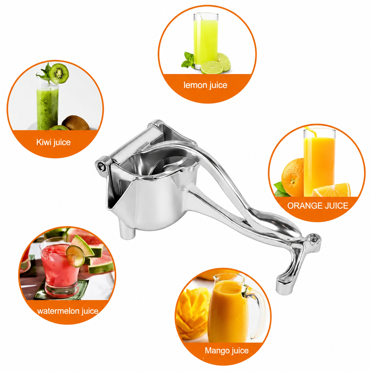 Hand Juicer Squeezer - Portable Multifunctional Manual Fruit Juicer Quiet Operation Easy Cleaning Detachable Head Press Sturdy Food Grade Juicermachine Kitchen Gadget Utensils