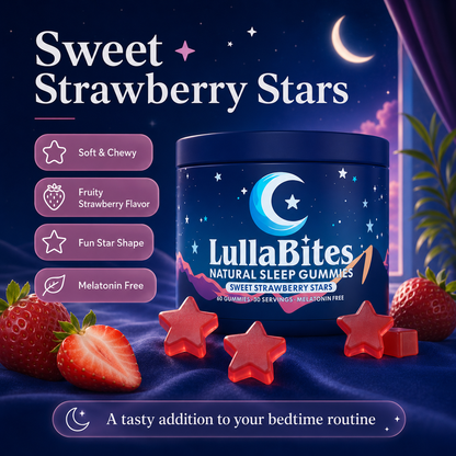 Natural Sleep Gummies – Sweet Strawberry Stars, Melatonin-Free, 60 Gummies / 30 Servings