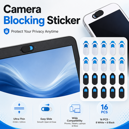 16-Piece Webcam Cover Set, Dual-Color Privacy Protector for Laptops & Tablets (8 Black + 8 White)