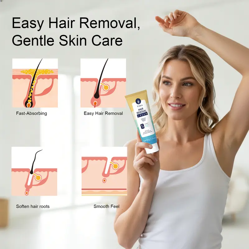 Pain-Free Hair Removal Cream for Sensitive Skin-Gentle Body Care Hypoallergenic Formula with Aloe Vera& Licorice-Derived – Gentle & Fast-Acting Depilatory Cream with Light Fresh Scent, Suitable for Men & Women