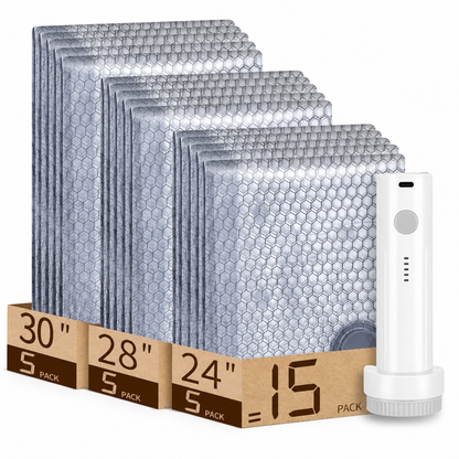 [2026 Upgraded] Cordless Travel Vacuum Bag Set Vacuum Bags for Travel with Rechargeable air Pump, 15 Pack Carry-on Size Compression Packing Bags for Luggage and Suitcase