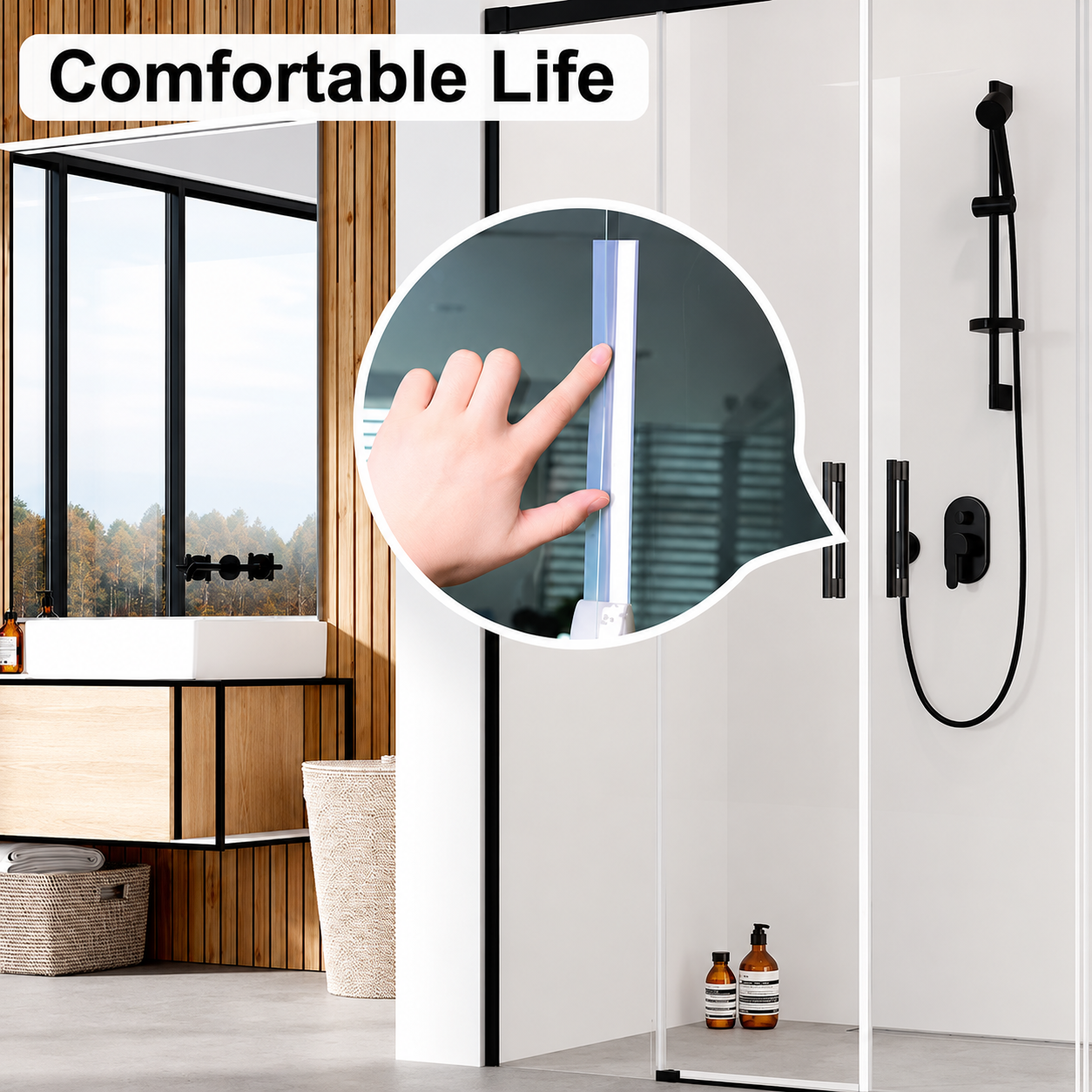 16.4Ft Door Weather Stripping, (1.38in Width) Weather Stripping Door Draft Stopper Adhesive Seal Strip Anti Draft Insulation Tape for Doors Windows and Shower Doors