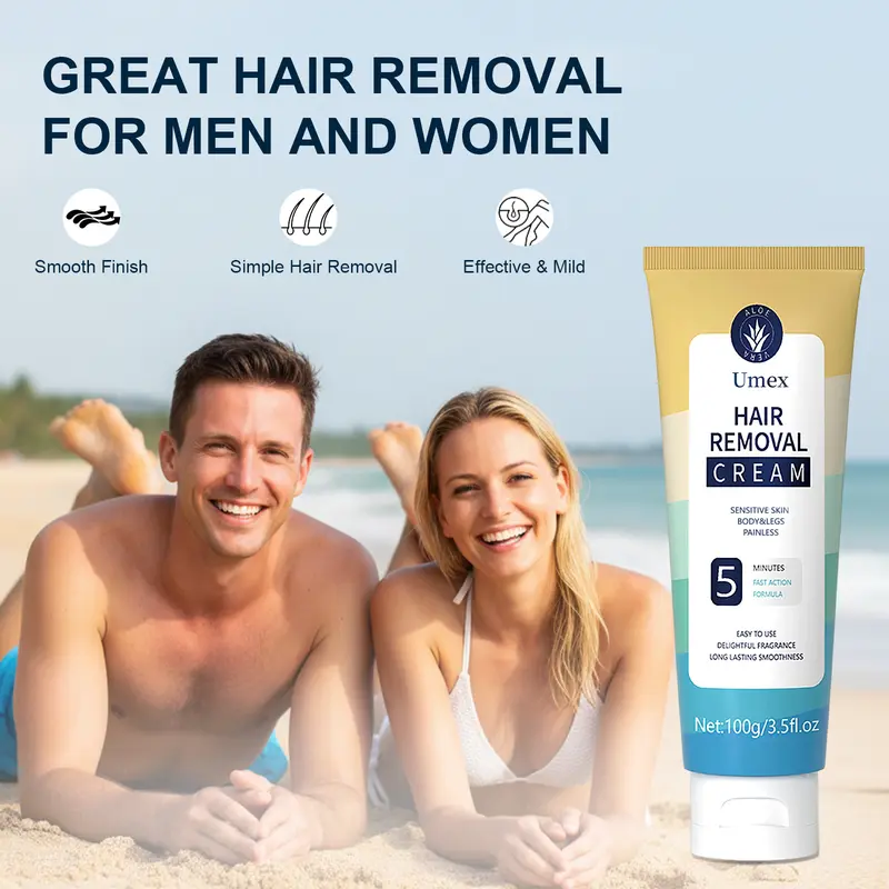 Pain-Free Hair Removal Cream for Sensitive Skin-Gentle Body Care Hypoallergenic Formula with Aloe Vera& Licorice-Derived – Gentle & Fast-Acting Depilatory Cream with Light Fresh Scent, Suitable for Men & Women