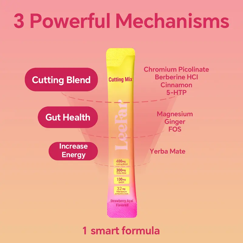Cutting Drink Mix – Strawberry Açaí Flavor | Berberine + Yerba Mate Supplement, 30 Sticks