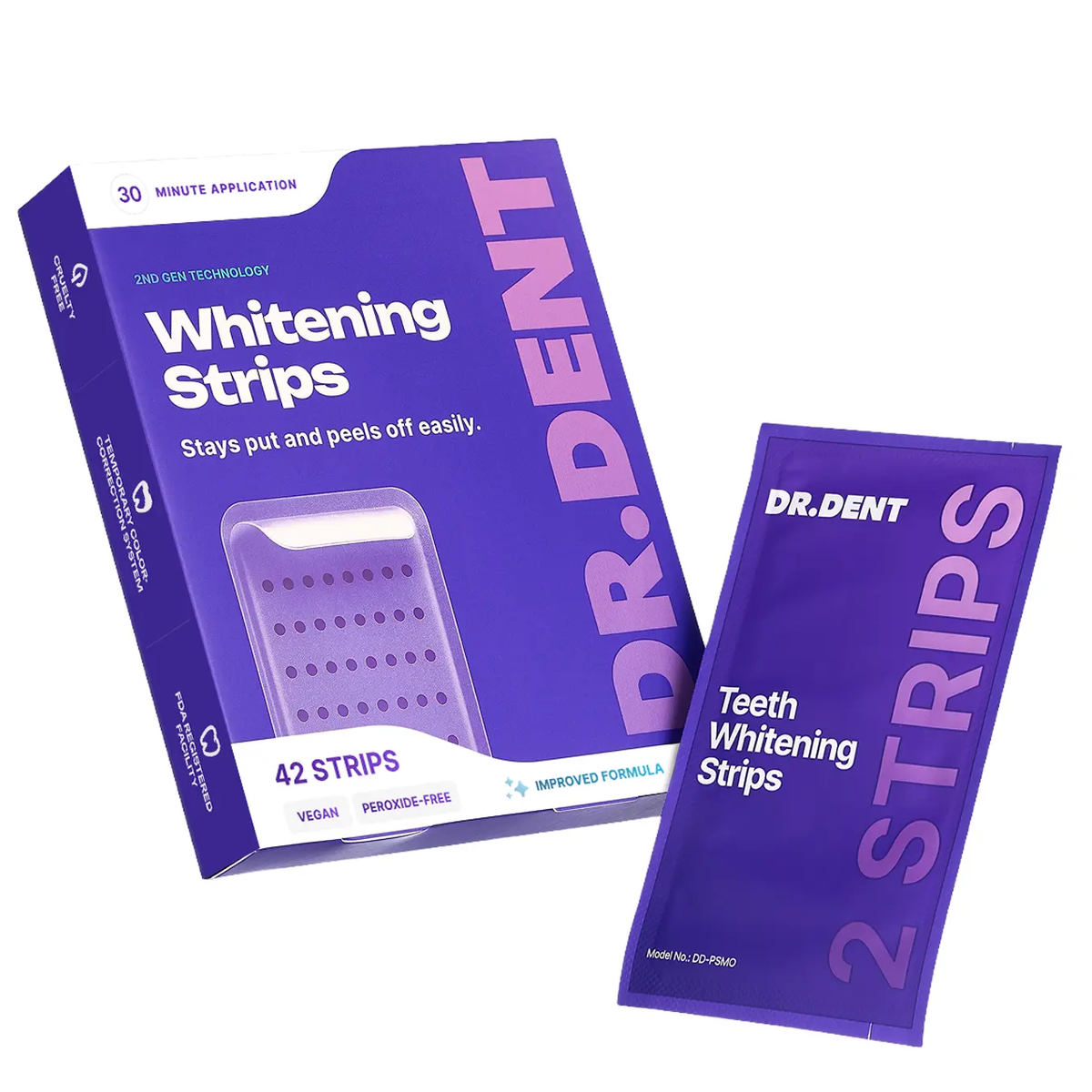 Teeth Whitening Strips – Peroxide-Free 30-Minute Whitening Kit, 14 Strips, Vegan Easy Peel-Off Formula