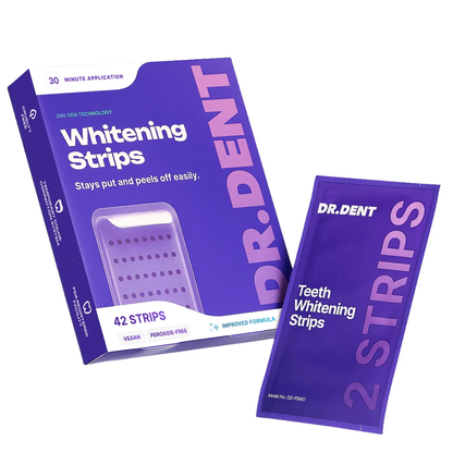Teeth Whitening Strips – Peroxide-Free 30-Minute Whitening Kit, 14 Strips, Vegan Easy Peel-Off Formula