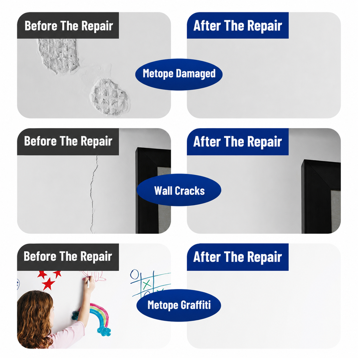Drywall Patch Repair Kit – 250g Fast-Drying Mending Compound + Multi-Purpose Concrete Sealant + Waterproof Caulking Tools for Cracks, Holes & Leaks