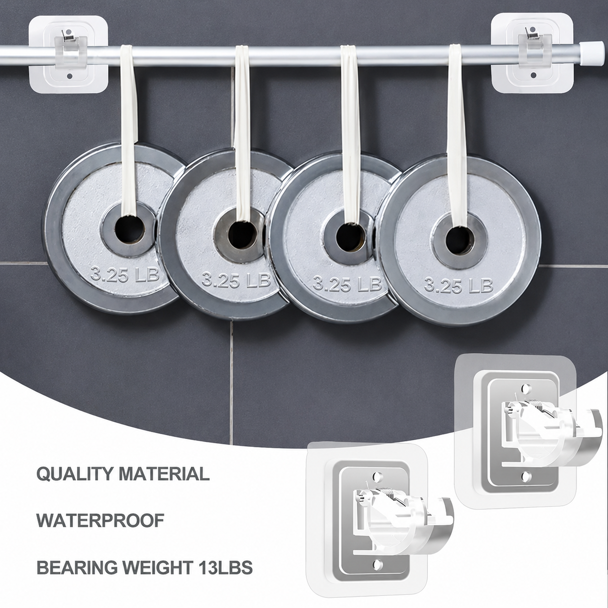 A set of 8PCS Curtain Rod Brackets with Clips,Transparent Drapery Hooks,Rod Hanging,Adjustable Rods Holder,Multipurposefor Curtain Rod Hooks for Livingroom Bathroom Kitchen Bedroom Toilet Apartment