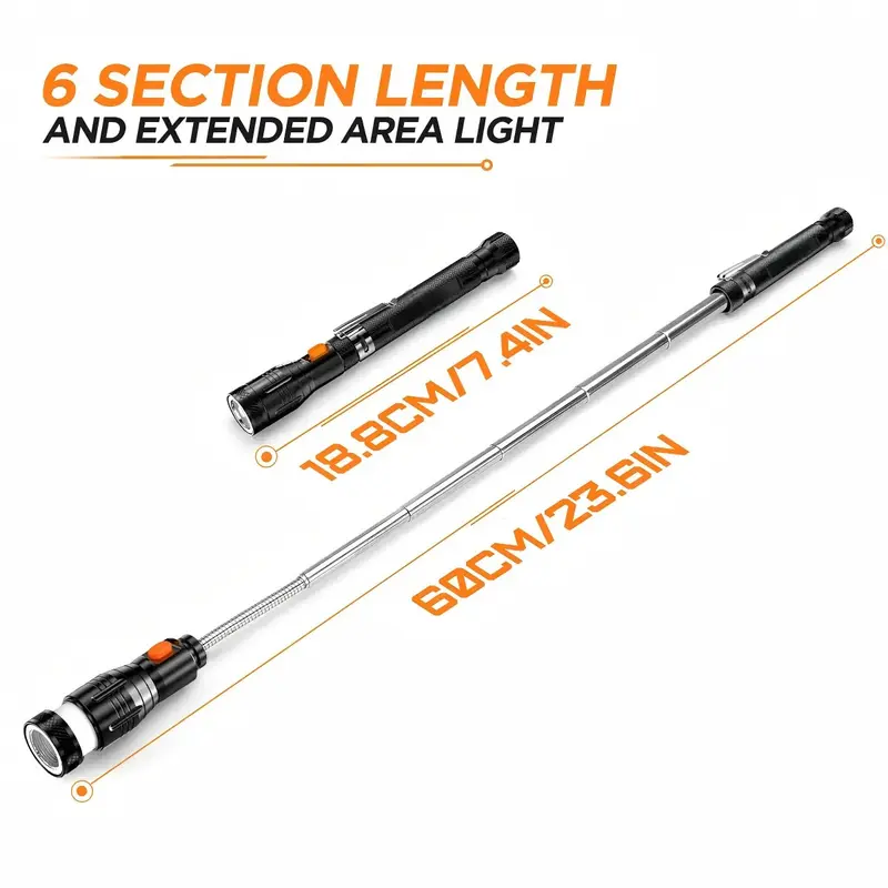 Extendable Magnetic Pickup Tools - Telescoping Magnet with LED Flashlight Gifts for Men, Fathers Day Mens Gifts from Daughter Son, Birthday Gifts for Men Dad Him