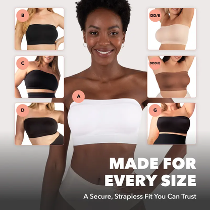 Truekind Convertible Strapless Bandeau Bra with Wireless Comfort, Anti-Slip Grip & Removable Straps Fit Outfits