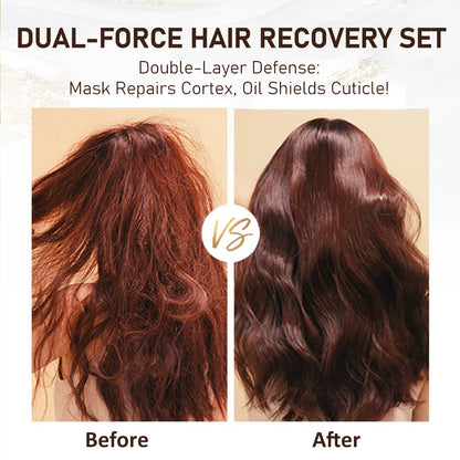 BANKIT Collagen Hair Mask and Moroccan Argan Oil Hair Serum Set, Deep Nourishing and Repairing Treatment for Dry Damaged Frizzy Hair