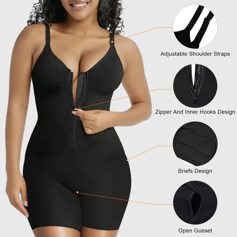 Shapewear for Women Tummy Control Bodysuits Zip-Up Comfort Ultra Stretch Fabric Customizable Fit Breathable Mesh Design Comfortable Fit