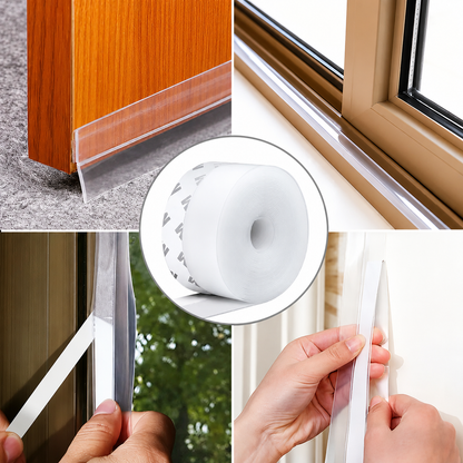 16.4Ft Door Weather Stripping, (1.38in Width) Weather Stripping Door Draft Stopper Adhesive Seal Strip Anti Draft Insulation Tape for Doors Windows and Shower Doors