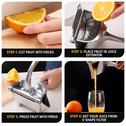 Hand Juicer Squeezer - Portable Multifunctional Manual Fruit Juicer Quiet Operation Easy Cleaning Detachable Head Press Sturdy Food Grade Juicermachine Kitchen Gadget Utensils