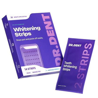 Teeth Whitening Strips – Peroxide-Free 30-Minute Whitening Kit, 14 Strips, Vegan Easy Peel-Off Formula