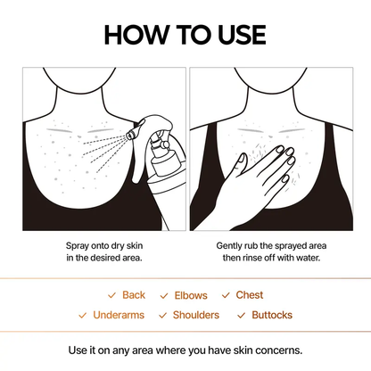 Peel Shot Keratin Care Kojic Acid Turmeric Spray 200ml Pore Clearing Exfoliating Formula Skin Repair Scrub