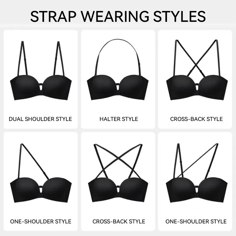 Womens Strapless Front Closure Bra Push Up Lift Bra Padded Add Cup Non Slip Anti-Slip Grip Wireless Supportive Seamless Comfortable Tube Jelly Bra A B C Cup#TikTokShopDealsforYouDays