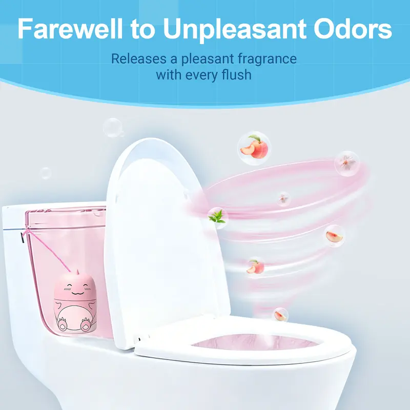 Cute Dinosaur-Shaped Toilet Bowl Cleaner Bottle, Bathroom Toilet Tank Cleaner with Ocean, Jasmine, and Peach Scent,Three bottles can be used for 9 months (Three colors and three bottles) Powerful Cleaning Tablets Household
