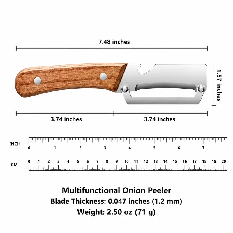 2 PCS Wood Handle Multifunction Kitchen Peeler – Peel, Slice, Scrape & Bottle Opener Tool