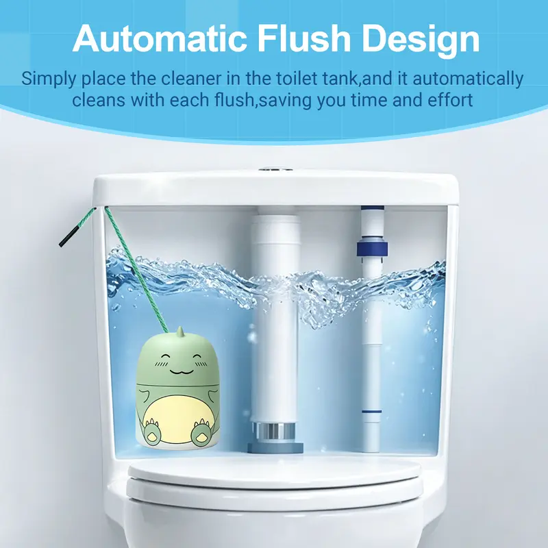 Cute Dinosaur-Shaped Toilet Bowl Cleaner Bottle, Bathroom Toilet Tank Cleaner with Ocean, Jasmine, and Peach Scent,Three bottles can be used for 9 months (Three colors and three bottles) Powerful Cleaning Tablets Household