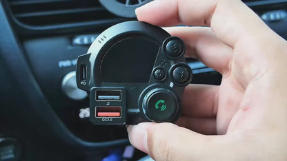 PD 30W Type-C Car Charger & Bluetooth 5.3 FM Transmitter, Wireless MP3 Player with Dual USB Ports, Bass Sound Enhancer, RGB Glowing Radio Adapter, Hands-Free Calls, Car Accessories & Road Trip Essentials, Compatible with 12V-24V